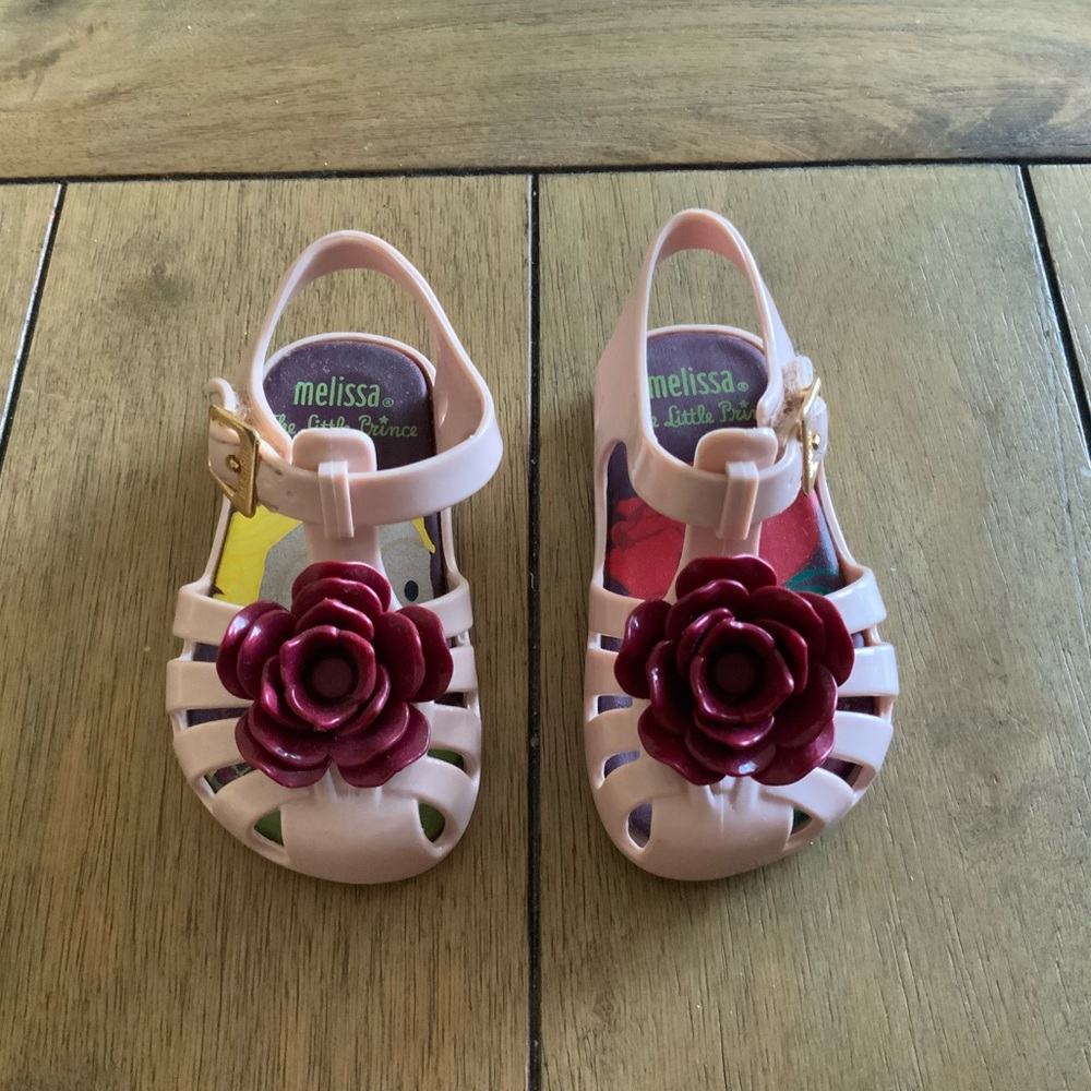 Mini Melissa blush sandal with burgundy rose
